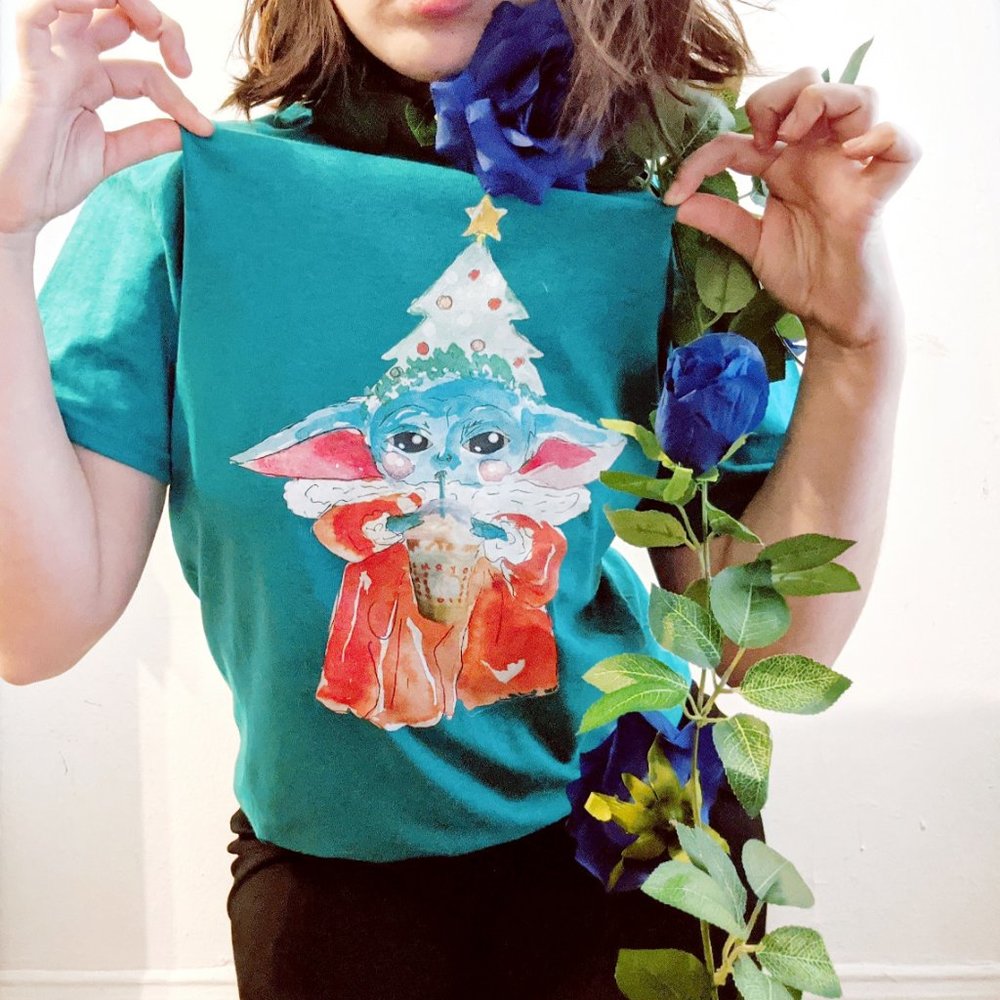 Teal T-shirt Mandalorian The Child Cute Gift - Picture 2 of 2